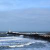 Waves along the Harbour Wall Seahouses Limited Print of 5 Mount Size 16x12  20x16